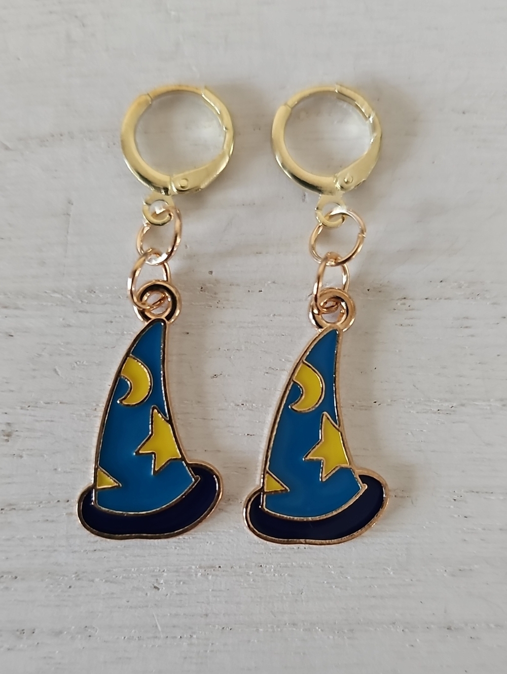 Blue Wizard Hat Charm Earrings